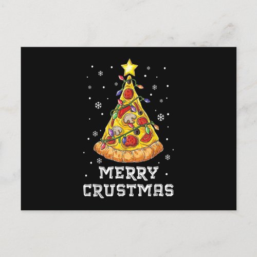 Pizza Christmas Tree Lights Xmas Boys Men Crustmas Postcard