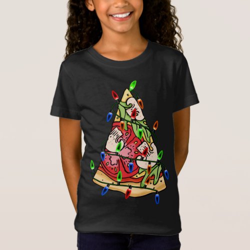 Pizza Christmas Tree Lights Xmas for Pizza Lovers  T_Shirt