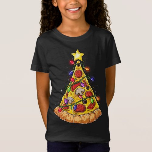 Pizza Christmas Tree Lights Xmas Funny Crustmas Me T_Shirt