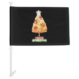 Pizza Christmas Tree Lights Xmas Gamer Car Flag
