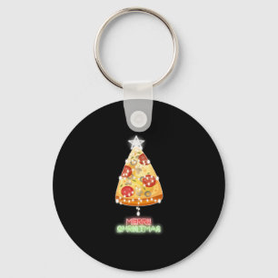 Pizza Christmas Tree Lights Xmas Gamer Keychain