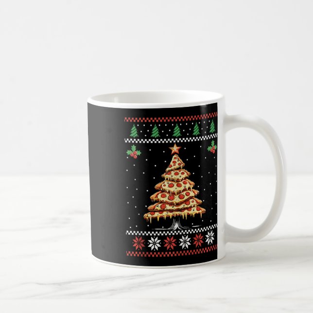 Pizza Christmas Tree Ugly Christmas Sweater Xmas F Coffee Mug (Right)