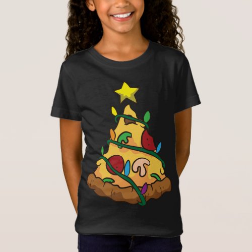 Pizza Christmas Tree Xmas Tree Lights Christmas T_Shirt