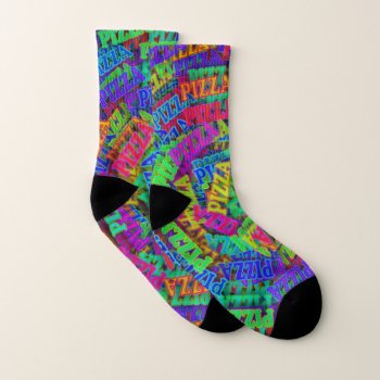 Pizza Circular Rainbow Socks by ZionMade at Zazzle