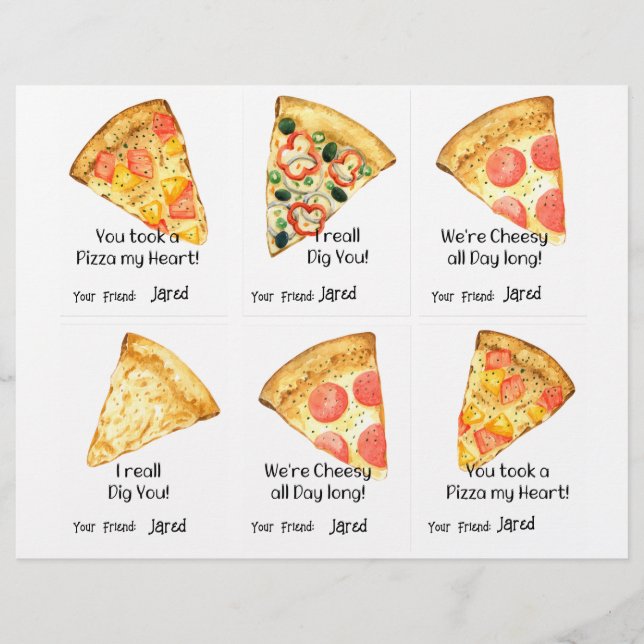 Pizza Class Cards 6 Personalize Name (Front)