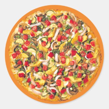 Pizza Classic Round Sticker by interstellaryeller at Zazzle