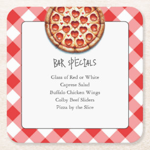 Pizza Coasters with Pub Menu