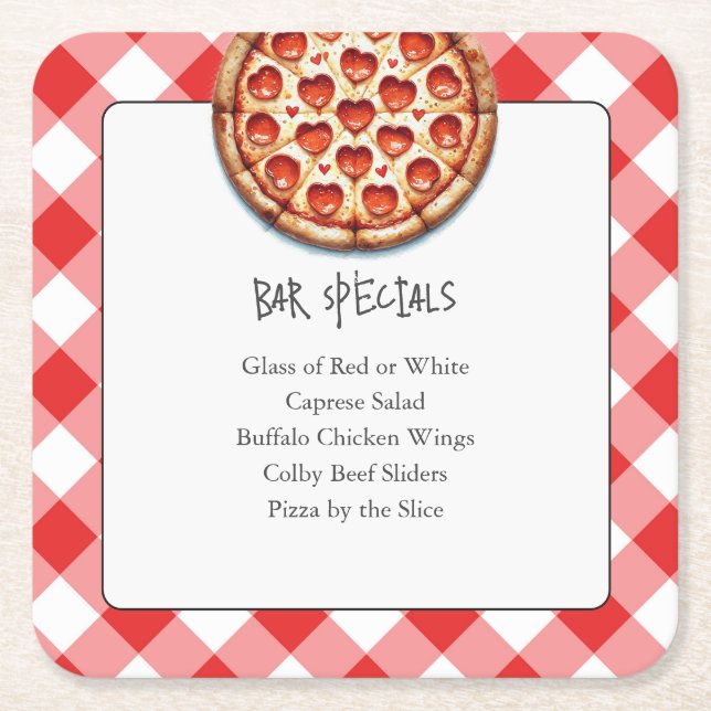 Pizza Coasters with Pub Menu (Front)