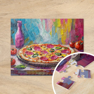 Pizza Colorful Modern Abstract Art Jigsaw Puzzle