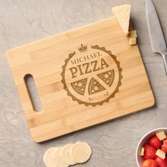 PIZZA COOKING WITH LOVE ENGRAVED CUTTING BOARD (Cheese)