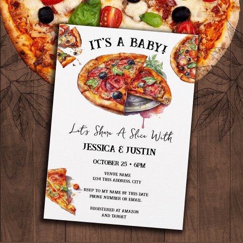 Pizza Couple Baby Shower Invitation