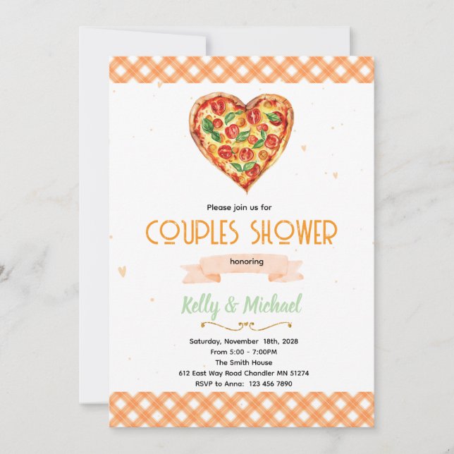 Pizza Couples Bridal Shower Invitation (Front)