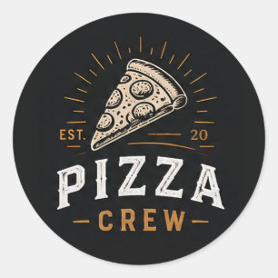 🍕 Pizza Crew Italian Pizzeria Staff Logo 🍕 Classic Round Sticker