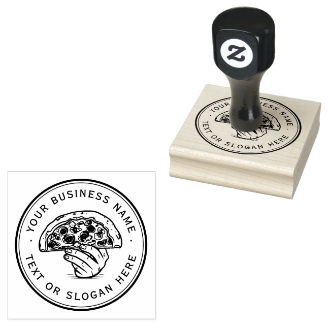 pizza Custom Business Logo Large  Rubber Stamp (Stamped)