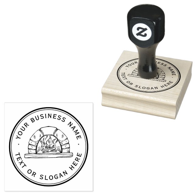 pizza Custom Business Logo Large  Rubber Stamp (Stamped)