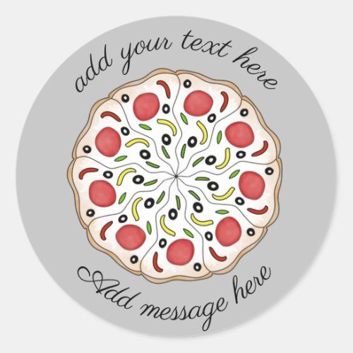 pizza custom text classic round sticker