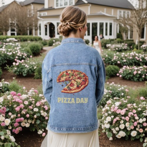 Pizza Day Colorful Pizza Denim Jacket