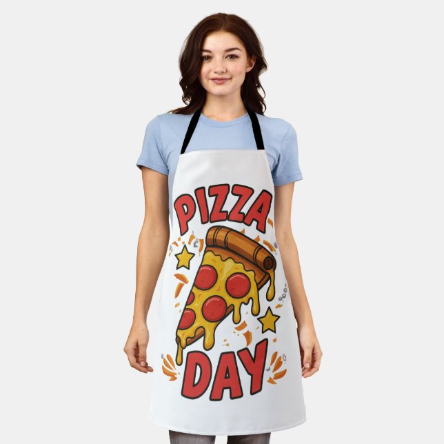 Pizza Day – Fun Pepperoni Pizza Slice Design Apron (Worn)