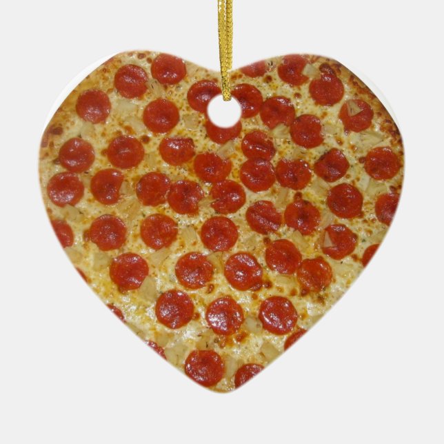 Pizza...Delicious Pepperoni Pizza Ceramic Ornament (Front)