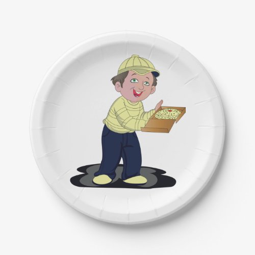 Pizza Delivery Boy Food Paper Plates