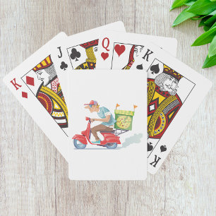 Pizza Delivery Guy on Red Scooter Poker Cards