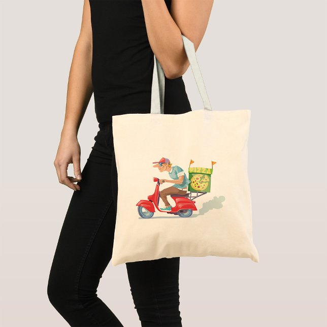 Pizza Delivery Guy on Red Scooter Tote Bag (Creator Uploaded)