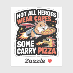 Pizza Delivery Hamster Jetpack Funny Sticker