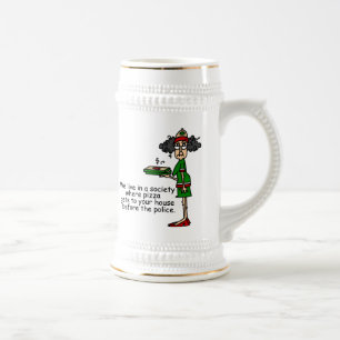 Pizza Delivery Humor Beer Stein