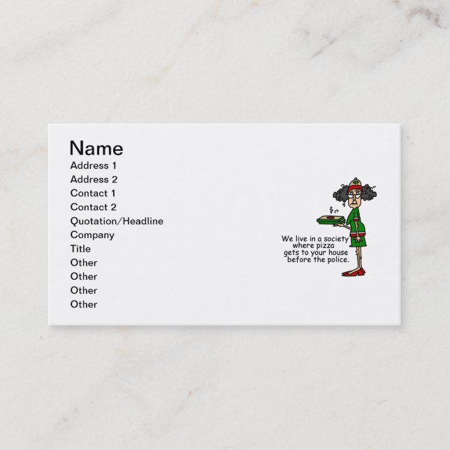 Pizza Delivery Humor Business Card (Front)