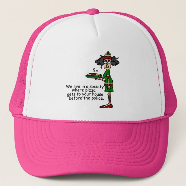 Pizza Delivery Humor Trucker Hat (Front)