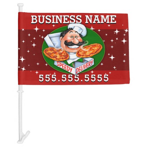 Pizza Delivery Pizzeria Advertising Promotional Car Flag