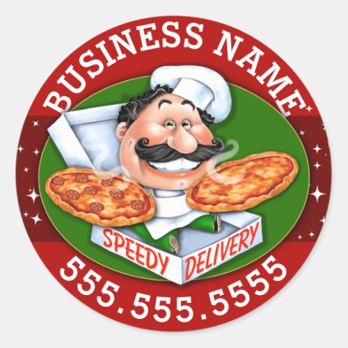 Pizza Delivery Pizzeria Business Customizable Classic Round Sticker