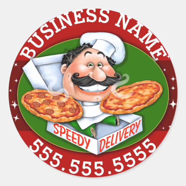 Pizza Delivery Pizzeria Business Customizable Classic Round Sticker ...