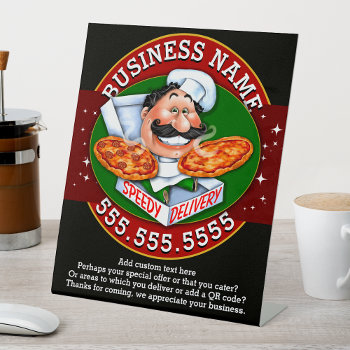 Pizza Delivery Pizzeria Business Customizable Pedestal Sign by Character_Company at Zazzle
