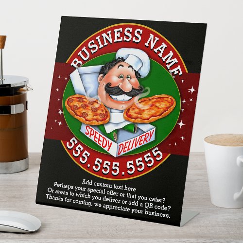 Pizza Delivery Pizzeria Business Customizable Pedestal Sign