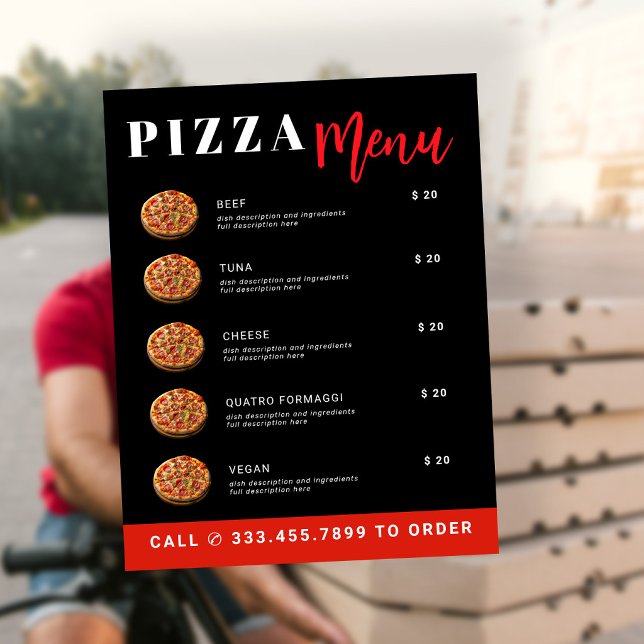 Pizza delivery promotional template menu flyer (Creator Uploaded)