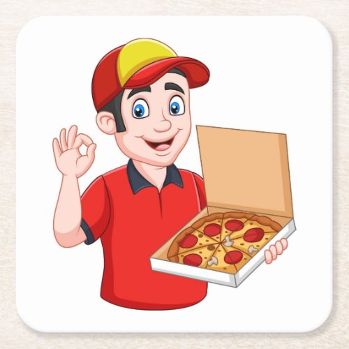 Pizza Delivery Square Paper Coaster
