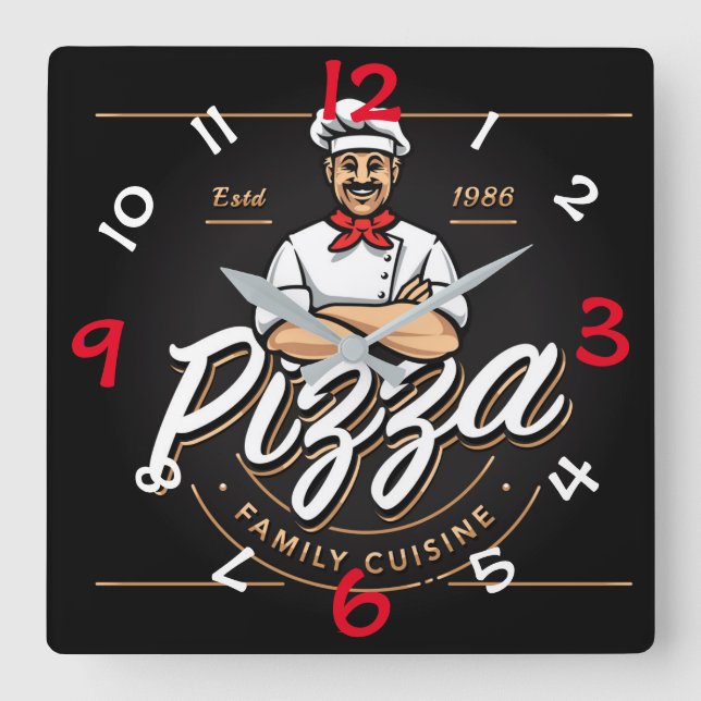 Pizza Design Wall Clock with Numbers (Front)