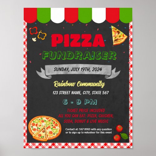 Pizza Dinner Fundraiser event template Poster