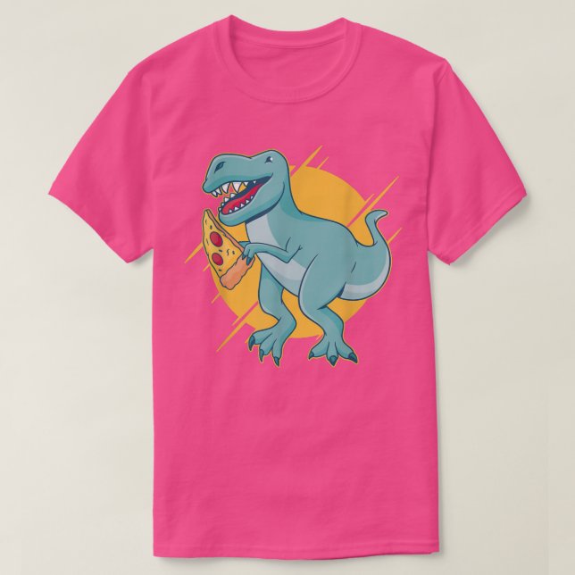 Pizza Dinosaur Cool Retro Fun Weird Bizarre Art  T-Shirt (Design Front)