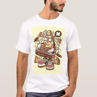 Pizza DJ Turntables Pop Art T-Shirt