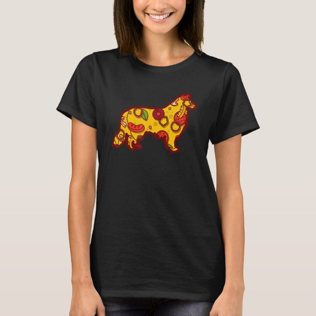 Pizza Dog Funny Pizza Shetland Sheepdog T-Shirt (Front)