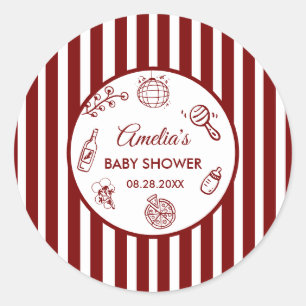 Pizza doodle special Delivery Baby Shower Classic Round Sticker