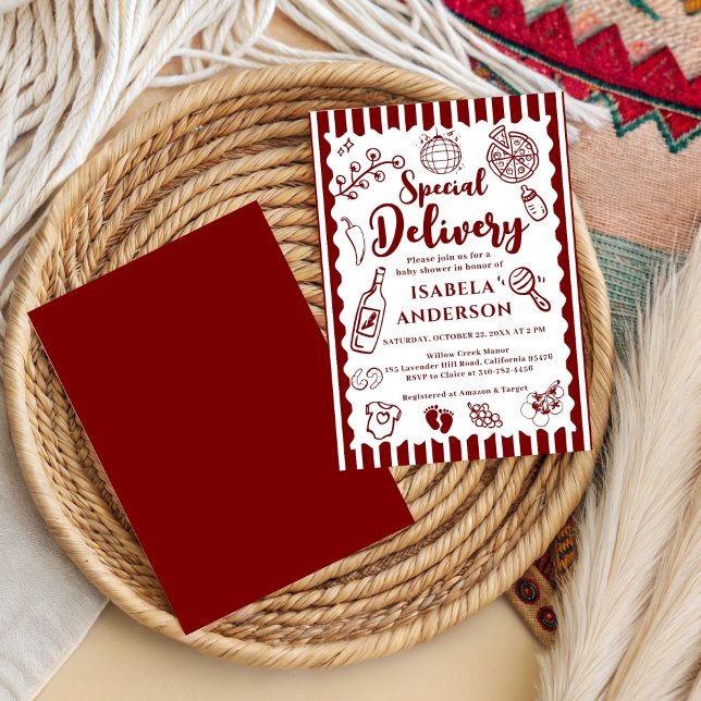 Pizza doodle special Delivery Baby Shower  Invitation (Creator Uploaded)