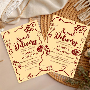 Pizza doodle special Delivery Baby Shower Invitation