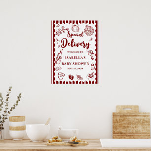 Pizza doodle special Delivery Baby Shower  Poster