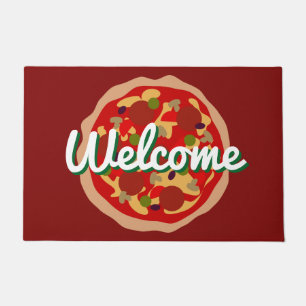 Pizza door mat (large) with custom welcome text