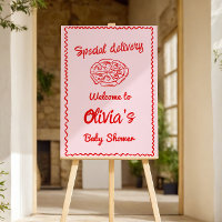 Pizza Drawn Special Delivery Baby Shower Welcome