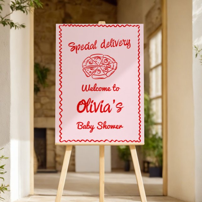 Pizza Drawn Special Delivery Baby Shower Welcome Foam Board (Creator Uploaded)