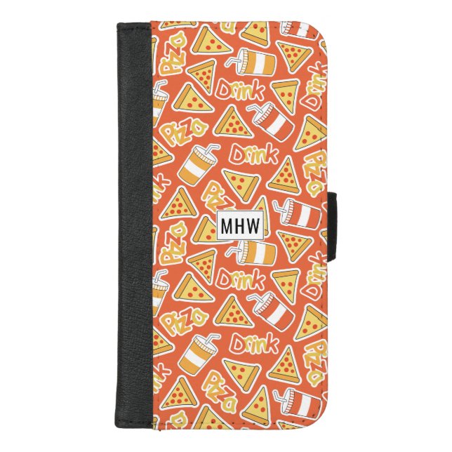Pizza & Drink custom monogram phone wallets (Front)
